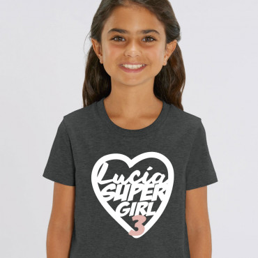 Camiseta cumpleaños Niña/o Corazón-supergirl