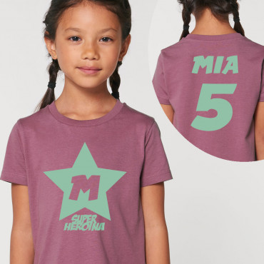 Camiseta cumpleaños Niña/o Estrella-superheroe