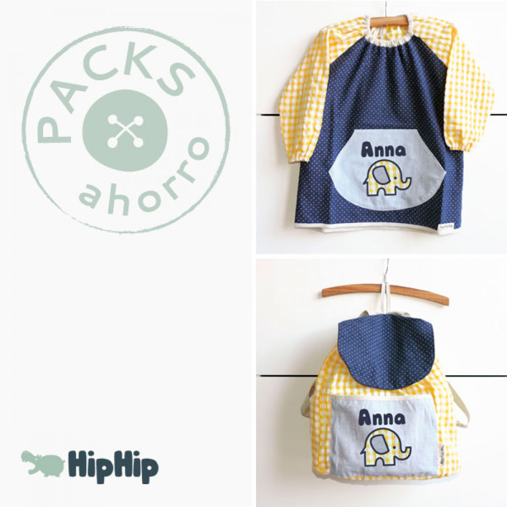 Nursery School Pack Lemon Topos SMOCK + BACKPACK