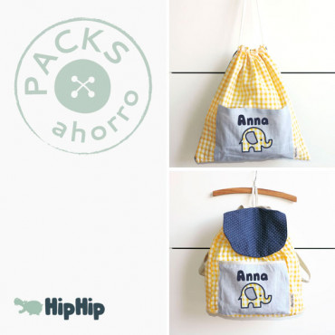 Nursery School pack Lemon Topos BACKPACK + CLOTHES BAG
