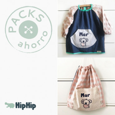 Nursery School Pack Salmon SMOCK + CLOTHES BAG