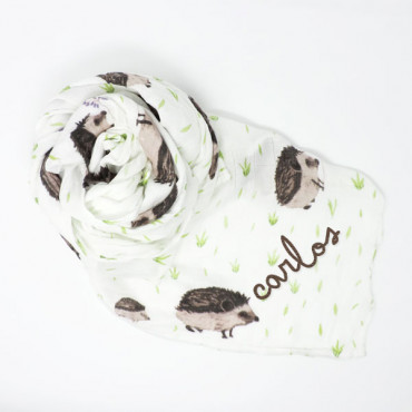 Muslin Bamboo HEDGEHOG with your name (optional)