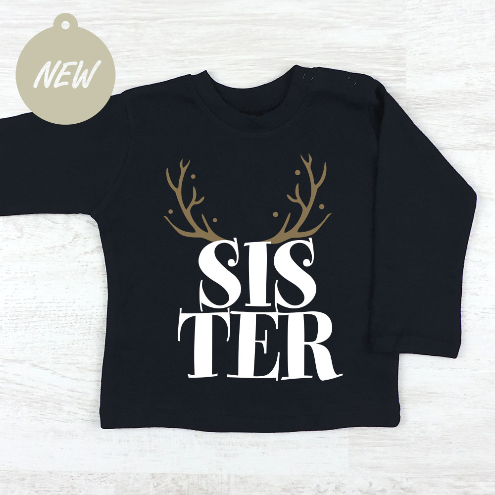 Personalized Black T-shirt Sister and Brother