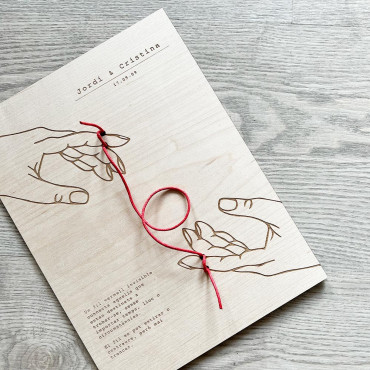 Wood Gift Valentine's Day RED STRING OF FATE