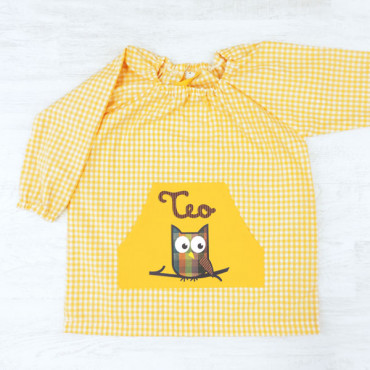 School smock OWL with your name