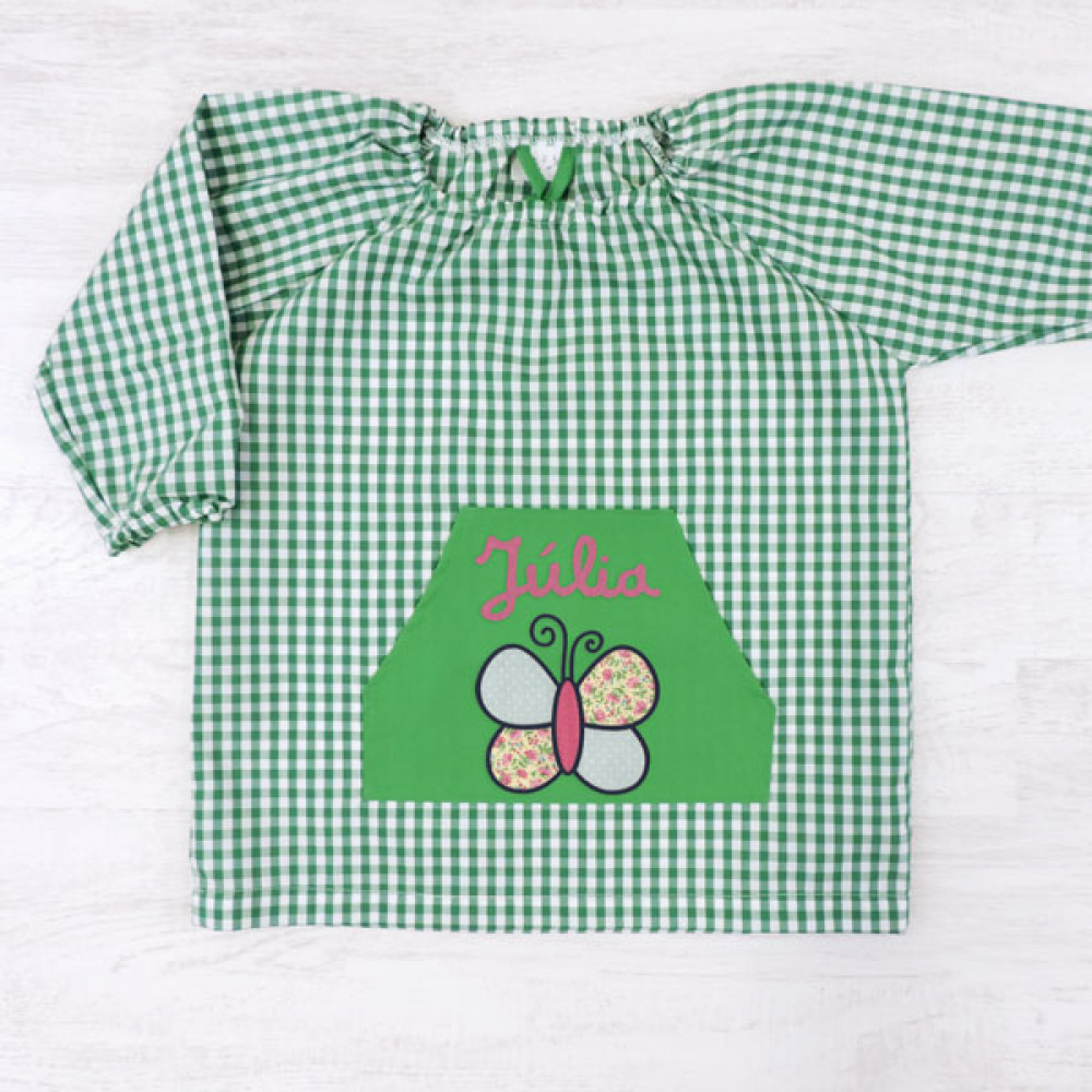 School smock BUTTERFLY with your name