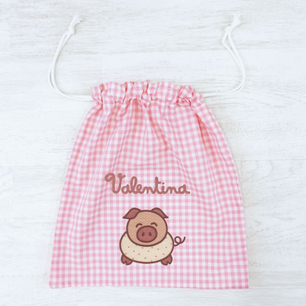 Clothes bag PIGGY with your name