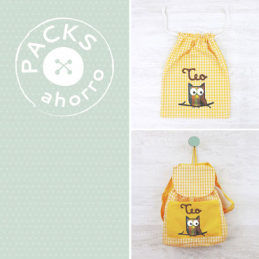 Nursery School pack BACKPACK + SNACK BAG OWL