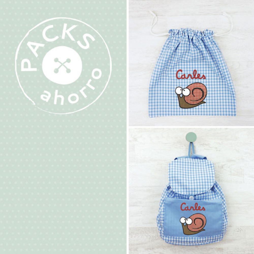 Nursery School pack BACKPACK + CLOTHES BAG SNAIL