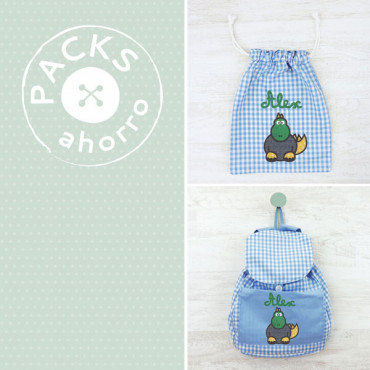 Nursery School pack BACKPACK + SNACK BAG DINO