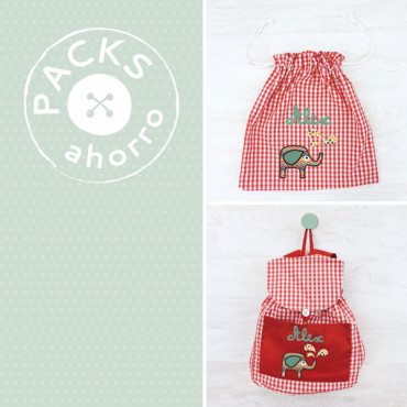 Pack guardería conjunto MACUTO + BOLSA ROPA ELEFANTE