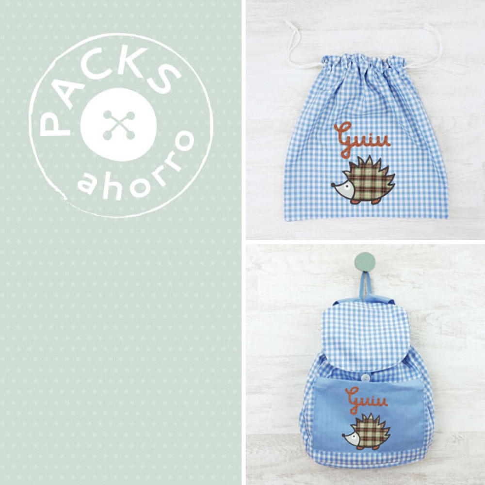 Nursery School pack BACKPACK + CLOTHES BAG HEDGEHOG