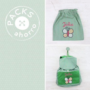 Nursery School pack BACKPACK + CLOTHES BAG BUTTERFLY