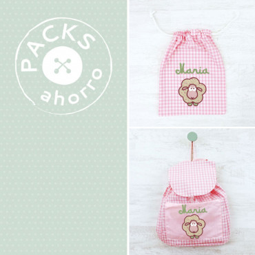 Nursery School pack BACKPACK + SNACK BAG LITTLE SHEEP