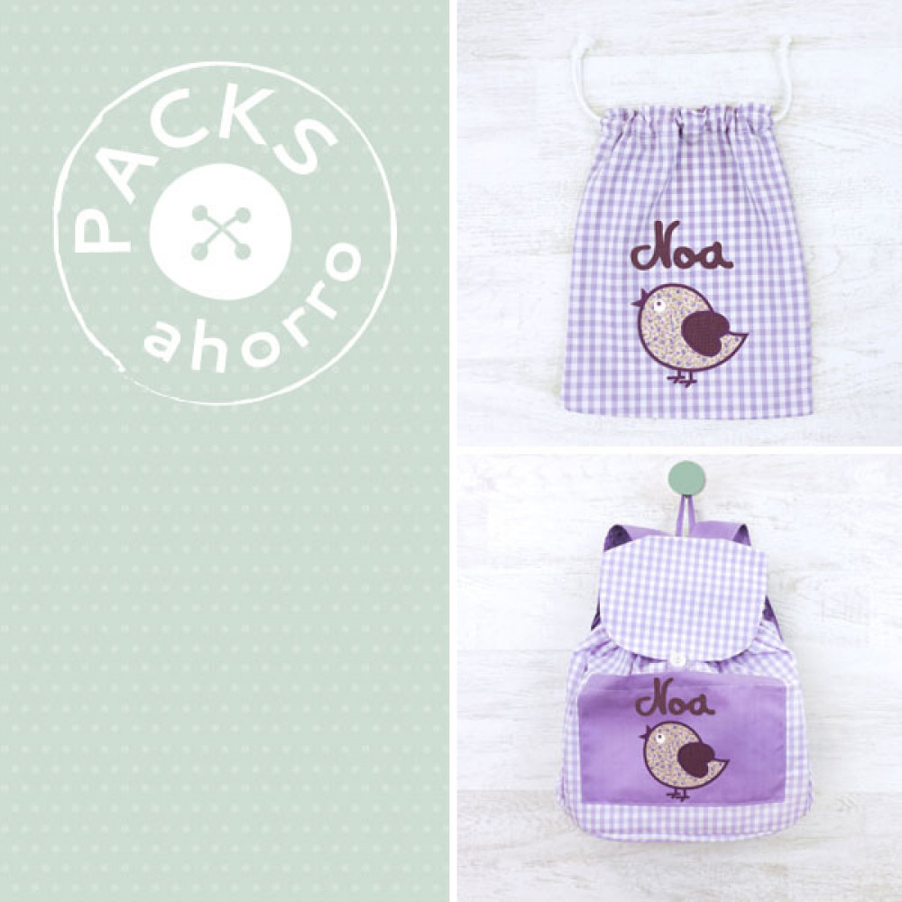 Nursery School pack BACKPACK + SNACK BAG LITTLE BIRD