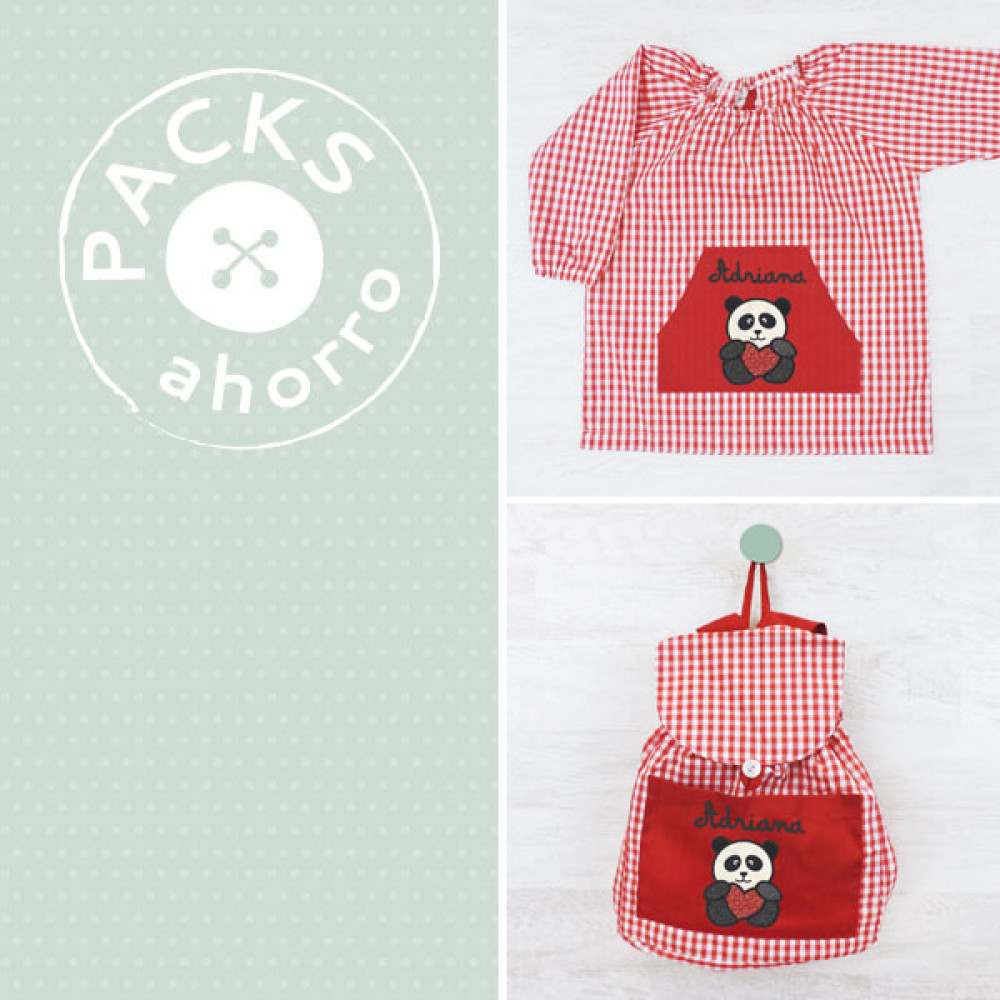 Nursery School pack SMOCK+BACKPACK PANDA