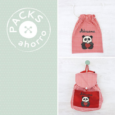 Nursery School pack BACKPACK + SNACK BAG PANDA