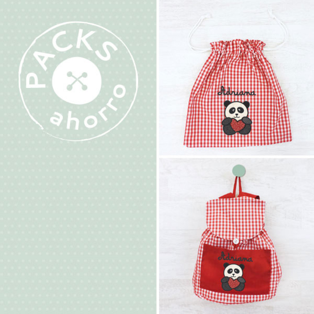 Nursery School pack BACKPACK + CLOTHES BAG PANDA