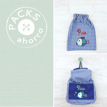 Nursery School pack BACKPACK + SNACK BAG FISH