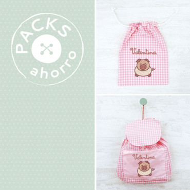 Nursery School pack BACKPACK + SNACK BAG PIGGY