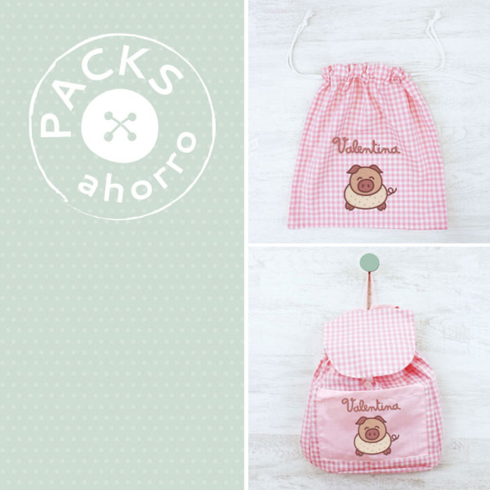 Nursery School pack BACKPACK + CLOTHES BAG PIGGY