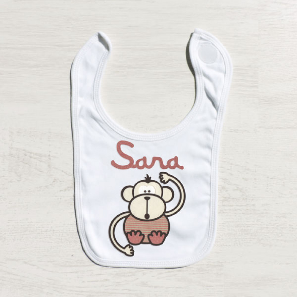 bib PINK MONKEY with your name