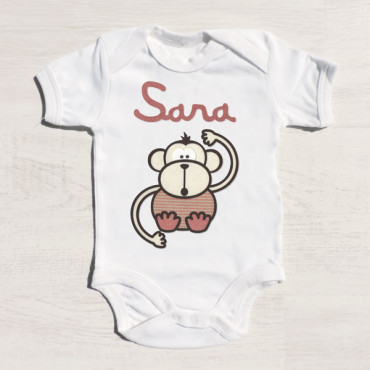 Body short sleeve PINK MONKEY with your name