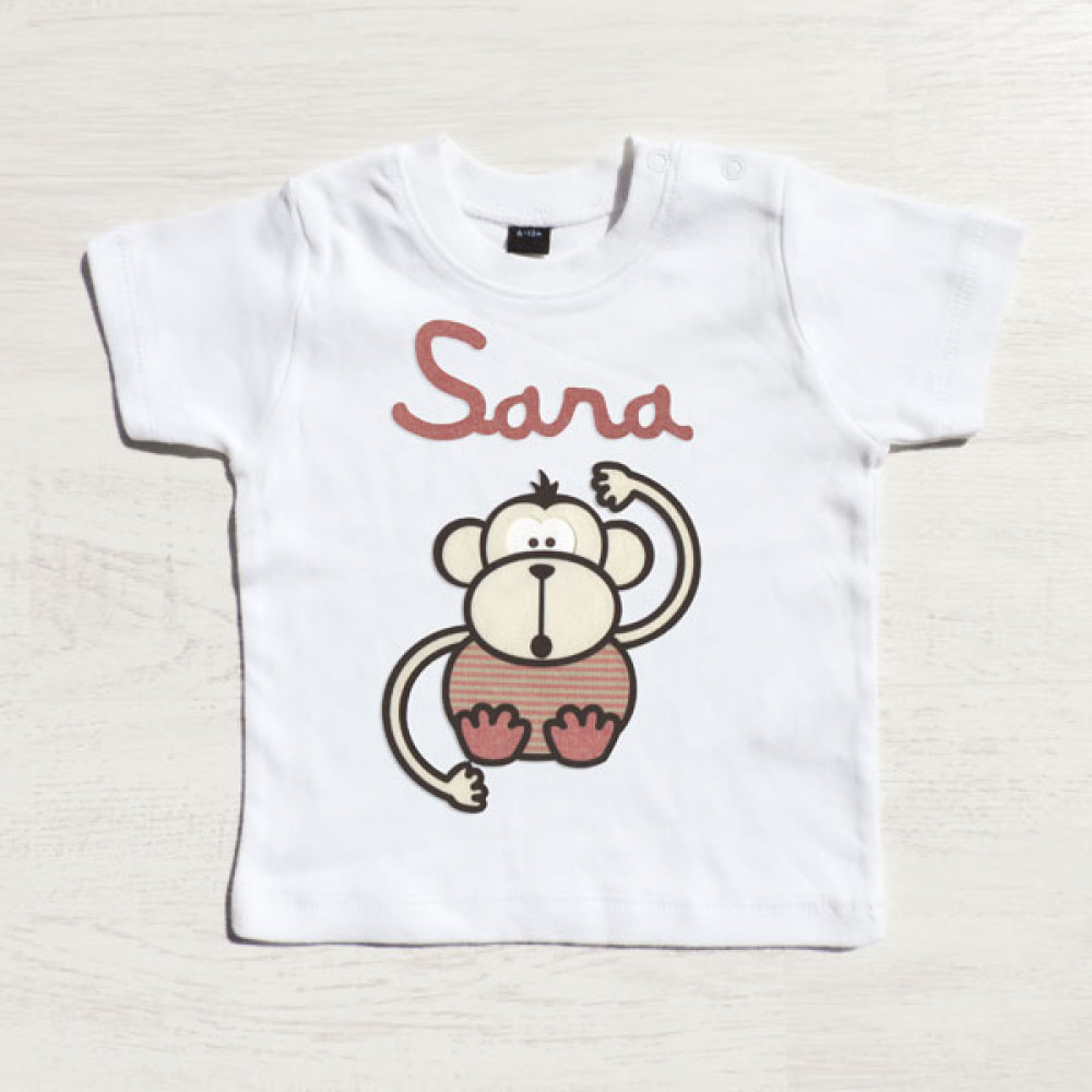 T-shirt short sleeve PINK MONKEY with your name