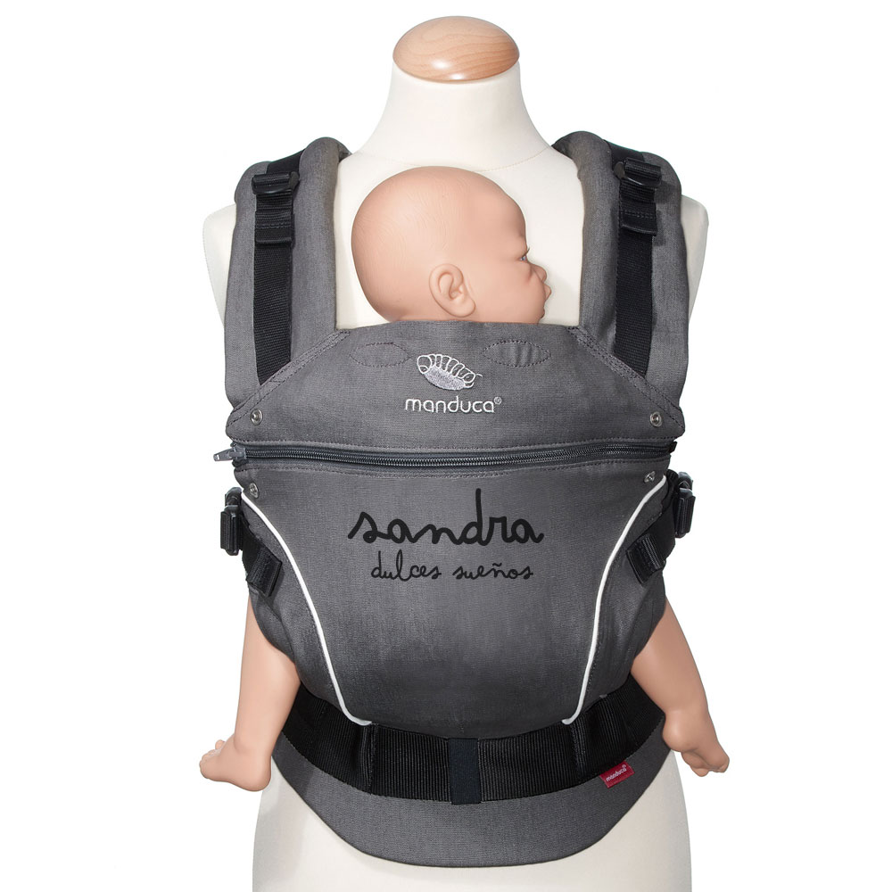 Baby carrier Manduca PureCotton Dark Grey with the name