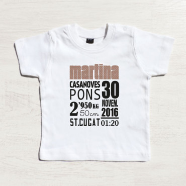 Camiseta manga corta Datos Nacimiento Niña