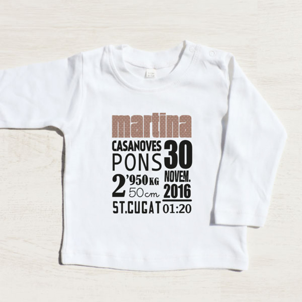 Camiseta manga larga Datos Nacimiento Niña